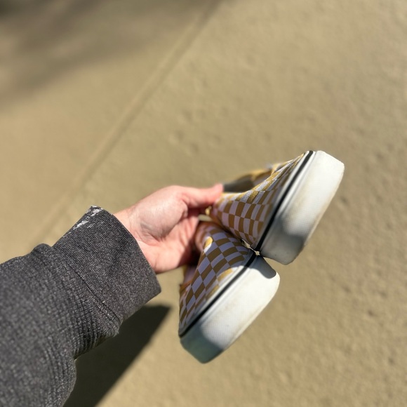 Vans Yellow Checkered Slip-On Shoes - Picture 3 of 5